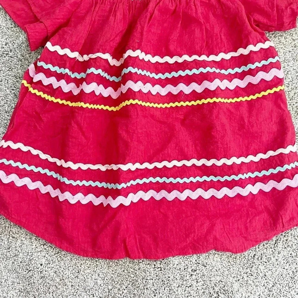 Vici Dolls Women's Zigzag Smocked Neck Short Sleeve Ruffle Blouse Top Red Small - Picture 4 of 9